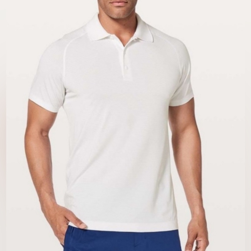 Lululemon White Metal Vent Tech Polo Shirt